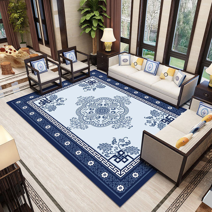 Lisslune | Fancy Multicolor Flower Rug Polypropylene Asian Style Rug Stain Resistant Anti-Slip Backing Pet Friendly Rug for Guest Room
