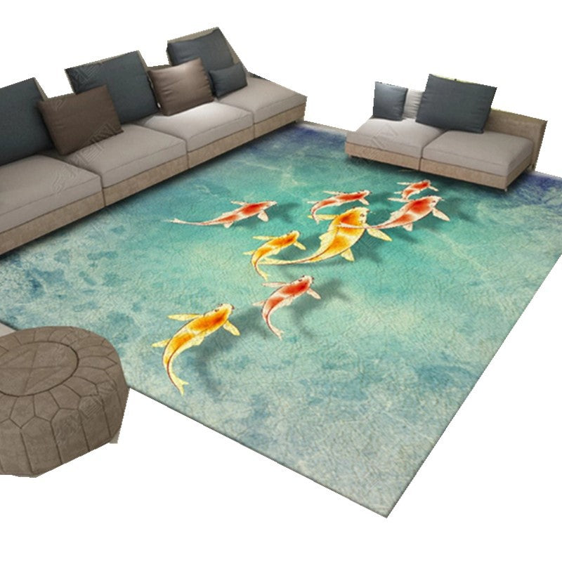 Lisslune | Multicolor Asia Indoor Rug Synthetic 3D Pattern Carpet Washable Stain Resistant Nonslip Underlay Rug for Large Room