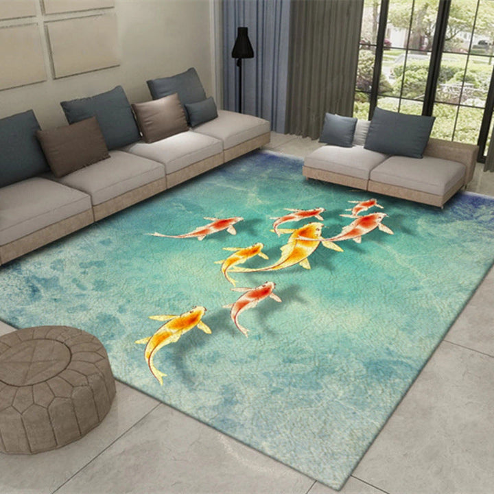 Lisslune | Multicolor Asia Indoor Rug Synthetic 3D Pattern Carpet Washable Stain Resistant Nonslip Underlay Rug for Large Room