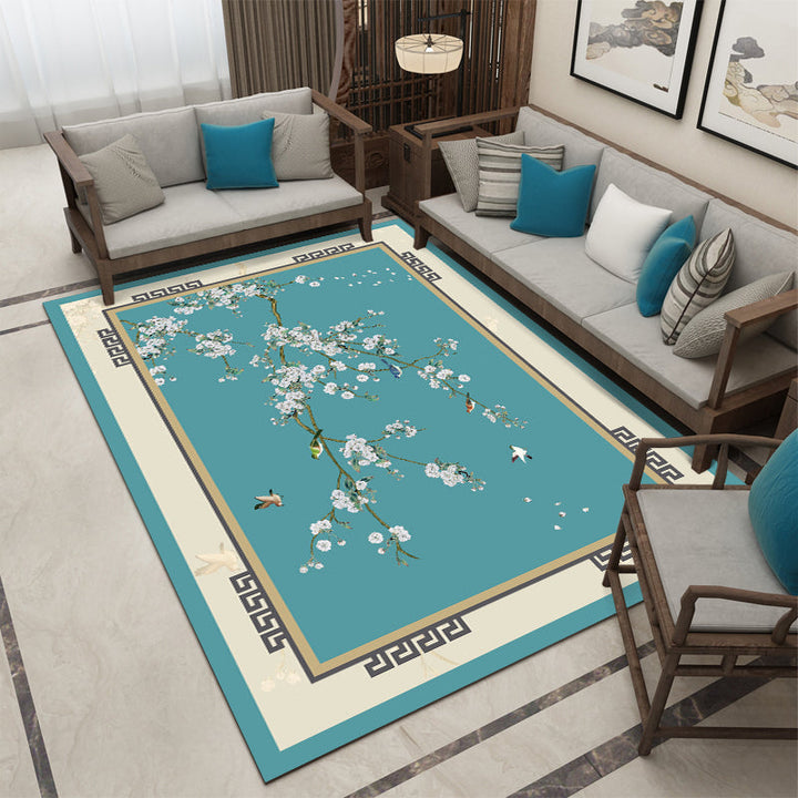 Lisslune | Beautiful Multi Color Chinese Carpet Synthetic Floral Print Area Rug Machine Washable Anti-Slip Back Pet Friendly Rug for the Living Room