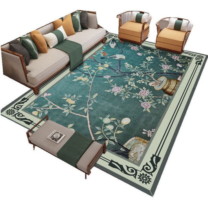 Lisslune | Traditional Chinoiserie Rug Multicolor Landscape Print Rug Pet-Friendly Washable Non-Slip Rug for Home