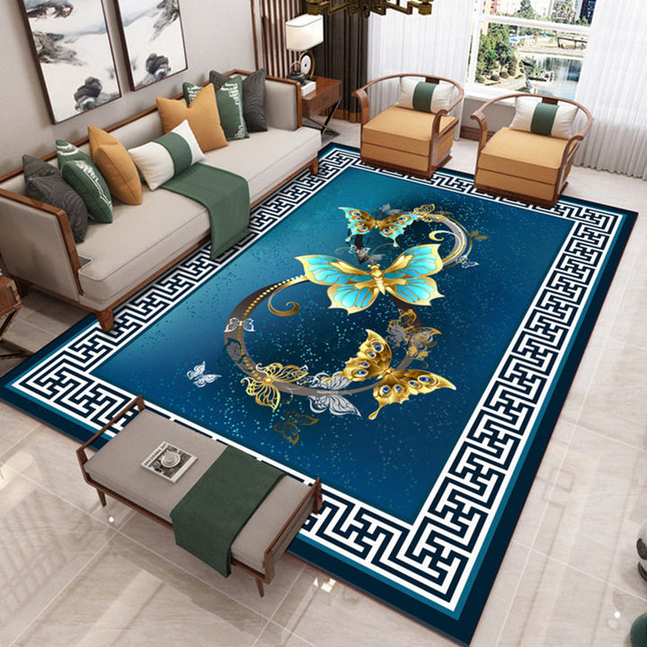 Lisslune | Traditional Chinoiserie Rug Multicolor Landscape Print Rug Pet-Friendly Washable Non-Slip Rug for Home