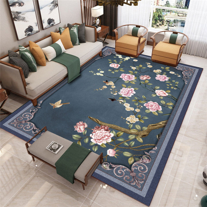 Lisslune | Traditional Chinoiserie Rug Multicolor Landscape Print Rug Pet-Friendly Washable Non-Slip Rug for Home