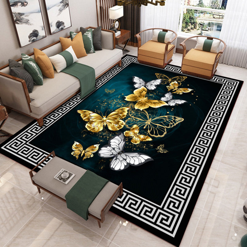 Lisslune | Traditional Chinoiserie Rug Multicolor Landscape Print Rug Pet-Friendly Washable Non-Slip Rug for Home