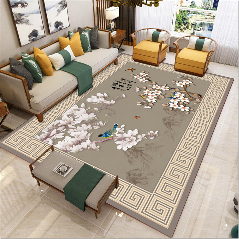 Lisslune | Traditional Chinoiserie Rug Multicolor Landscape Print Rug Pet-Friendly Washable Non-Slip Rug for Home