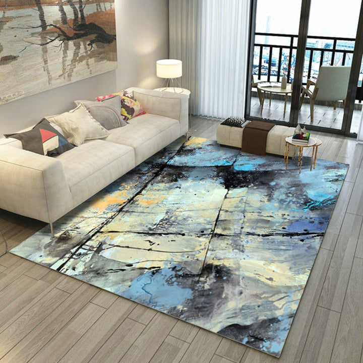 Lisslune | Asian Abstract Painting Carpet Multi-Color Polypropylene Area Rug Machine Washable Non-Slip Back Stain Resistant Rug for Large Room