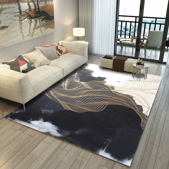 Lisslune | Asian Abstract Painting Carpet Multi-Color Polypropylene Area Rug Machine Washable Non-Slip Back Stain Resistant Rug for Large Room
