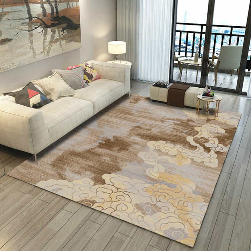 Lisslune | Asian Abstract Painting Carpet Multi-Color Polypropylene Area Rug Machine Washable Non-Slip Back Stain Resistant Rug for Large Room