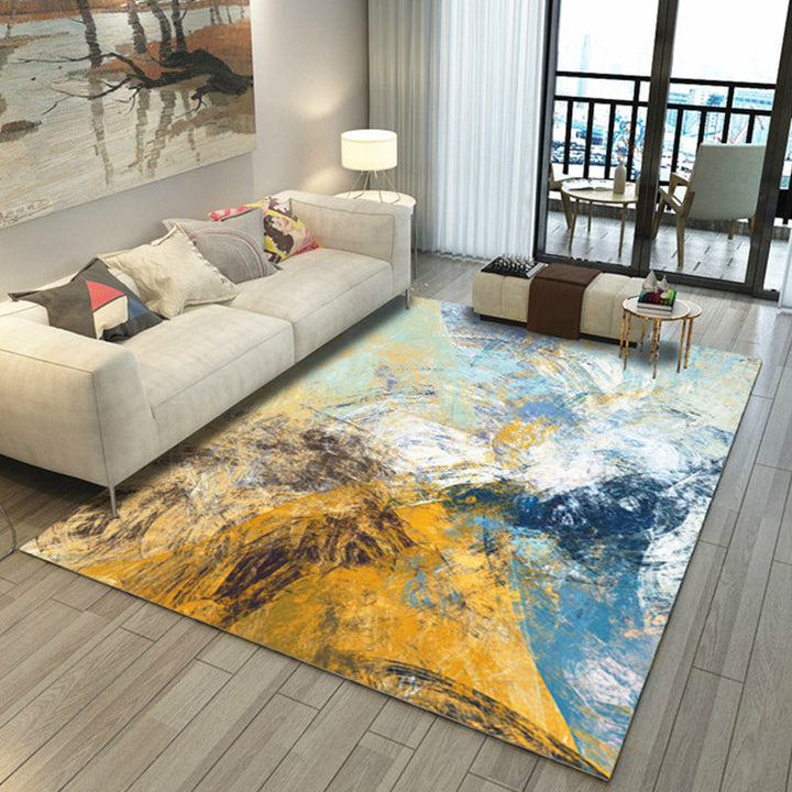 Lisslune | Asian Abstract Painting Carpet Multi-Color Polypropylene Area Rug Machine Washable Non-Slip Back Stain Resistant Rug for Large Room