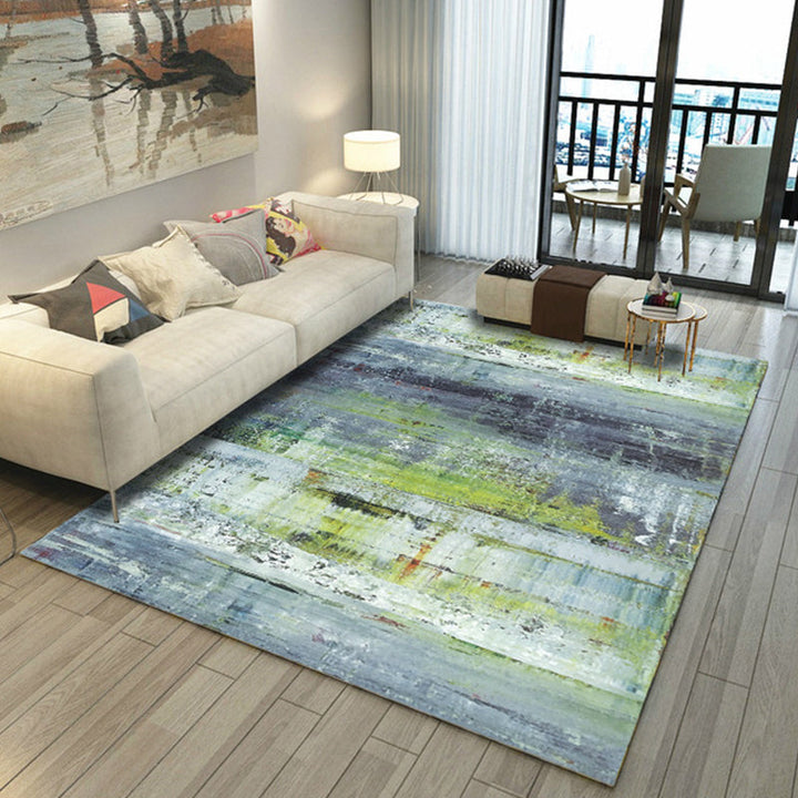 Lisslune | Asian Abstract Painting Carpet Multi-Color Polypropylene Area Rug Machine Washable Non-Slip Back Stain Resistant Rug for Large Room
