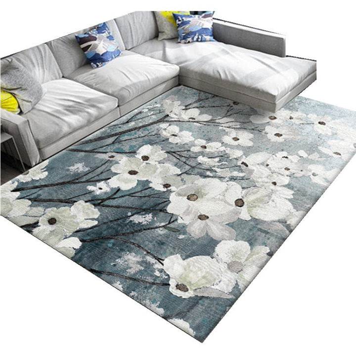 Lisslune | Chic Oriental Rug Polyester Flower Botanical Rug Non-slip Machine Washable Pet-friendly Carpet for Living Room