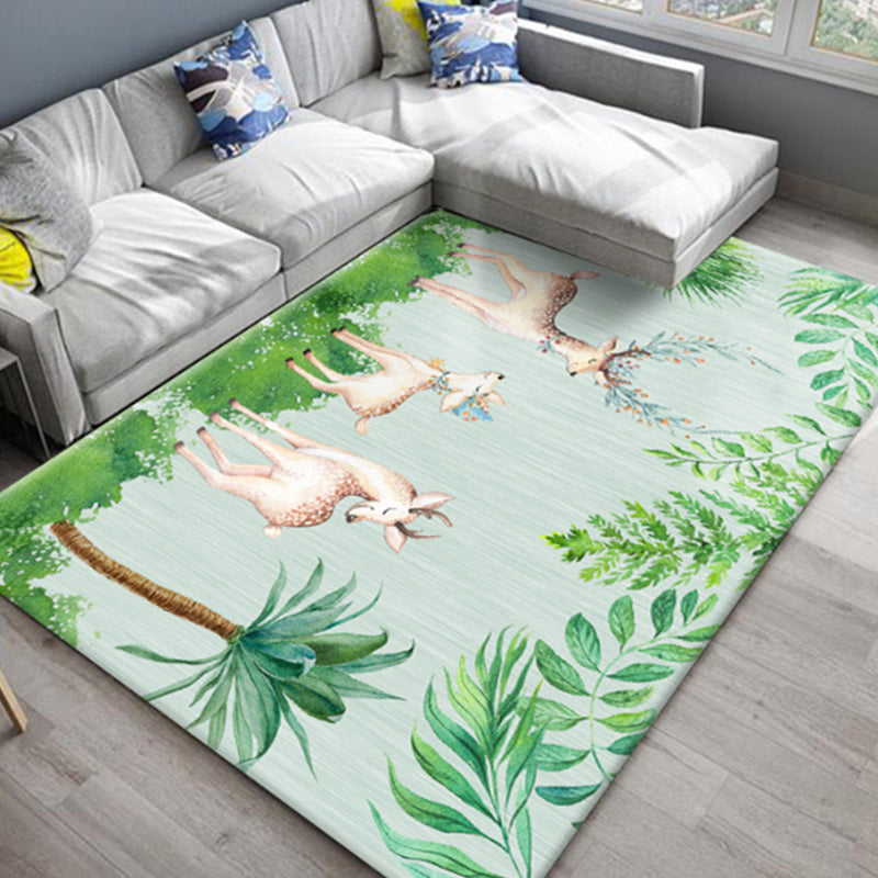 Lisslune | Chic Oriental Rug Polyester Flower Botanical Rug Non-slip Machine Washable Pet-friendly Carpet for Living Room