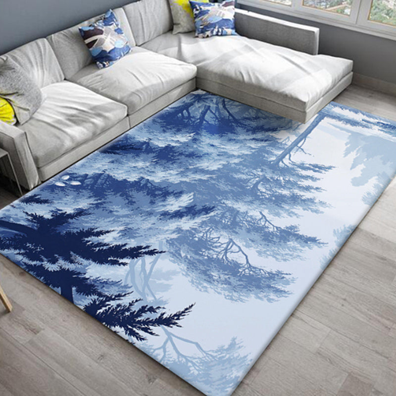 Lisslune | Chic Oriental Rug Polyester Flower Botanical Rug Non-slip Machine Washable Pet-friendly Carpet for Living Room