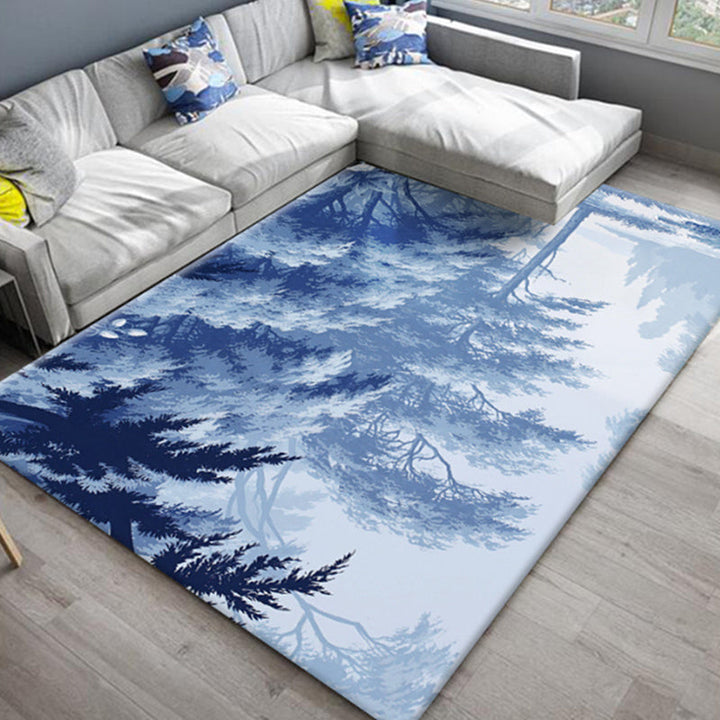 Lisslune | Chic Oriental Rug Polyester Flower Botanical Rug Non-slip Machine Washable Pet-friendly Carpet for Living Room