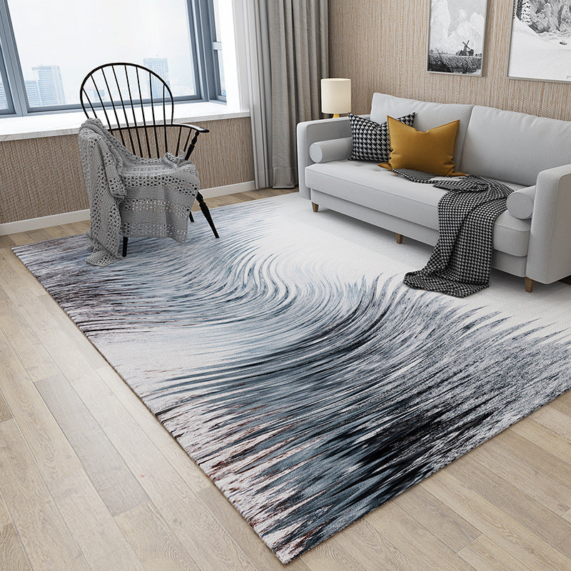 Lisslune | Cyberpunk Abstract Lines Print Rug Multi-Color Polypropylene Rug Stain Resistant Anti-Slip Pet Friendly Carpet for Home