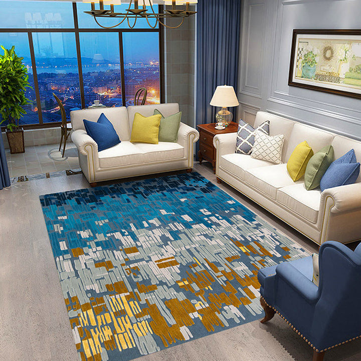 Lisslune | Steampunk Living Room Carpet Multicolored Rustic Surface Look Carpet Synthetic Stain Resistant Non-Slip Pet Friendly Indoor Carpet