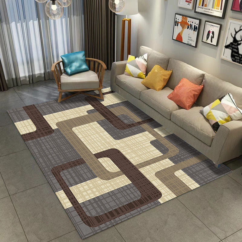 Lisslune | Retro Multicolor Abstract Carpet Polypropylene Industrial Area Carpet Stain Resistant Non-Slip Pet Friendly Carpet for Guest Room