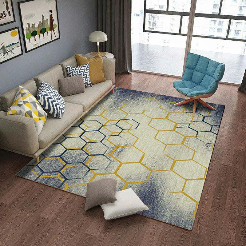 Lisslune | Retro Multicolor Abstract Carpet Polypropylene Industrial Area Carpet Stain Resistant Non-Slip Pet Friendly Carpet for Guest Room