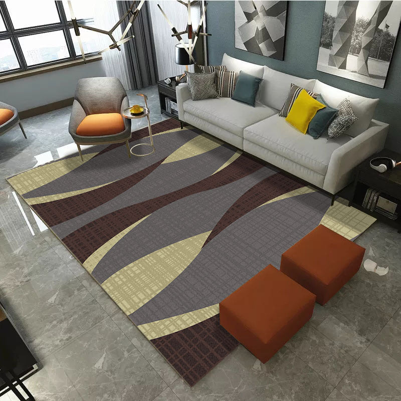 Lisslune | Retro Multicolor Abstract Carpet Polypropylene Industrial Area Carpet Stain Resistant Non-Slip Pet Friendly Carpet for Guest Room