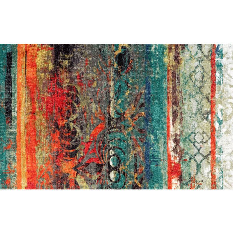 Lisslune | Classic Multicolor Industrial Carpet Polyester Abstract Painting Carpet Non-Slip Back Machine Washable Stain Resistant Carpet for Lounge
