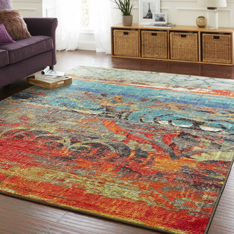 Lisslune | Classic Multicolor Industrial Carpet Polyester Abstract Painting Carpet Non-Slip Back Machine Washable Stain Resistant Carpet for Lounge
