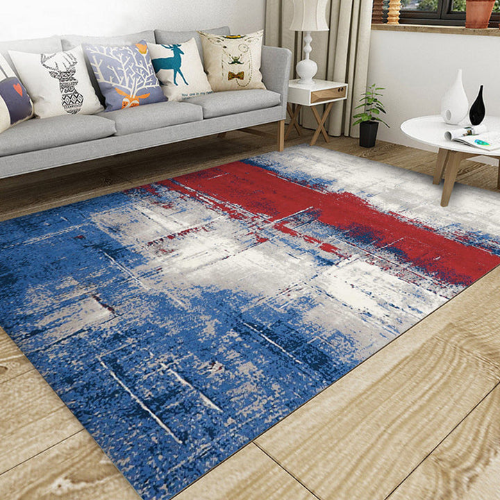 Lisslune | Classic Multicolor Industrial Carpet Polyester Abstract Painting Carpet Non-Slip Back Machine Washable Stain Resistant Carpet for Lounge
