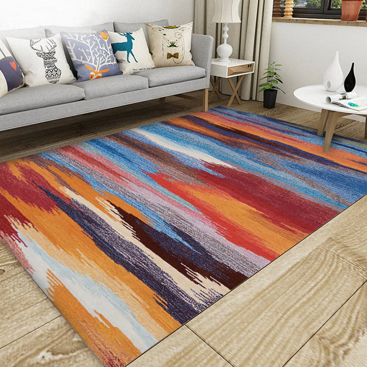 Lisslune | Classic Multicolor Industrial Carpet Polyester Abstract Painting Carpet Non-Slip Back Machine Washable Stain Resistant Carpet for Lounge