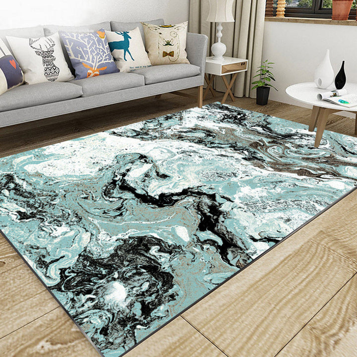 Lisslune | Classic Multicolor Industrial Carpet Polyester Abstract Painting Carpet Non-Slip Back Machine Washable Stain Resistant Carpet for Lounge