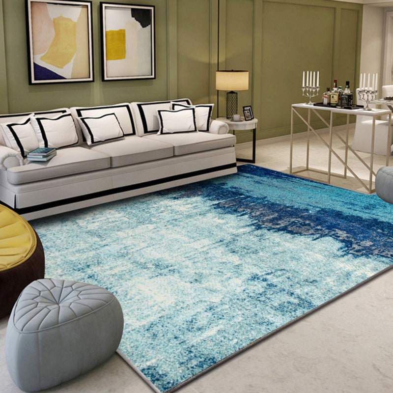 Lisslune | Classic Multicolor Industrial Carpet Polyester Abstract Painting Carpet Non-Slip Back Machine Washable Stain Resistant Carpet for Lounge