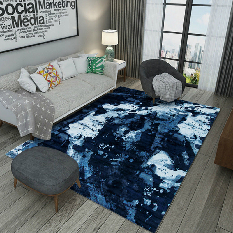 Lisslune | Classic Multicolor Industrial Carpet Polyester Abstract Painting Carpet Non-Slip Back Machine Washable Stain Resistant Carpet for Lounge
