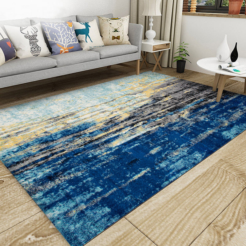 Lisslune | Classic Multicolor Industrial Carpet Polyester Abstract Painting Carpet Non-Slip Back Machine Washable Stain Resistant Carpet for Lounge
