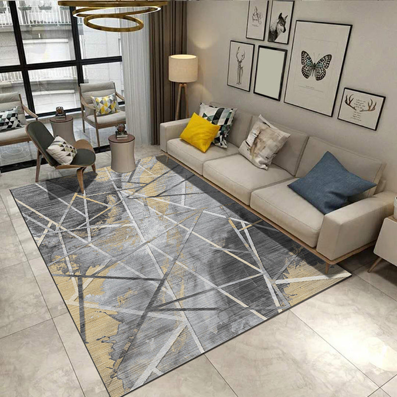 Lisslune | Steampunk Post-Expressionism Rug Multicolor Polypropylene Rug Non-slip Stain-resistant Pet-friendly Rug for Home