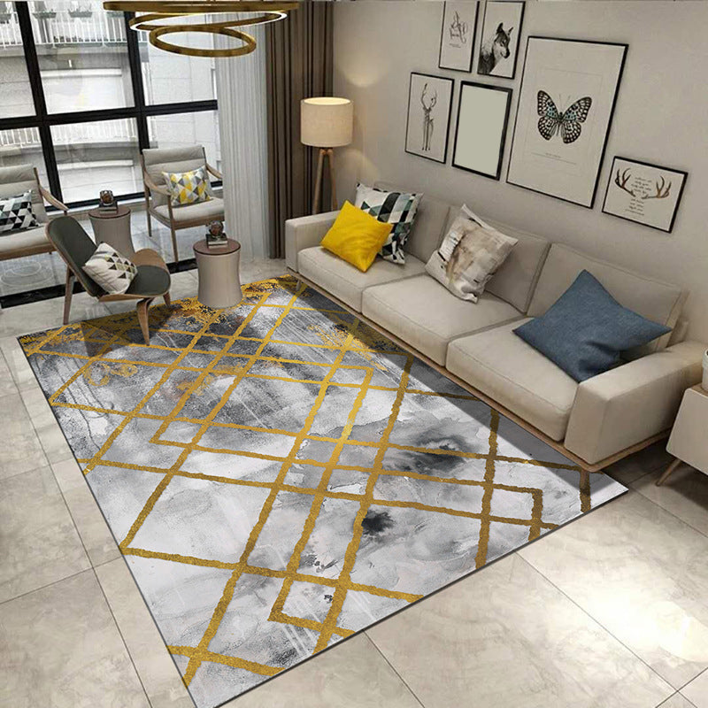 Lisslune | Steampunk Post-Expressionism Rug Multicolor Polypropylene Rug Non-slip Stain-resistant Pet-friendly Rug for Home