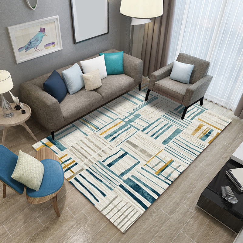 Lisslune | Classic Industrial Design Rug Multicolored Postmodernism Rug Stain Resistant Pet Friendly Non-Slip Rug for Room