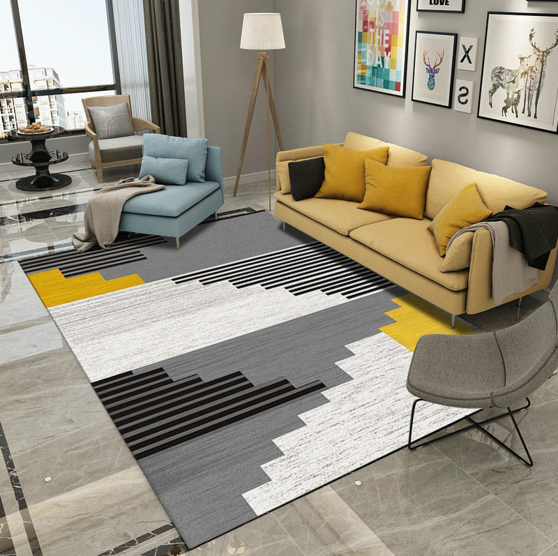 Lisslune | Classic Industrial Design Rug Multicolored Postmodernism Rug Stain Resistant Pet Friendly Non-Slip Rug for Room