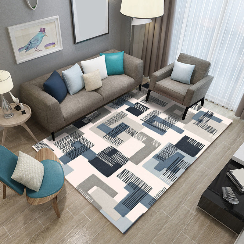 Lisslune | Classic Industrial Design Rug Multicolored Postmodernism Rug Stain Resistant Pet Friendly Non-Slip Rug for Room
