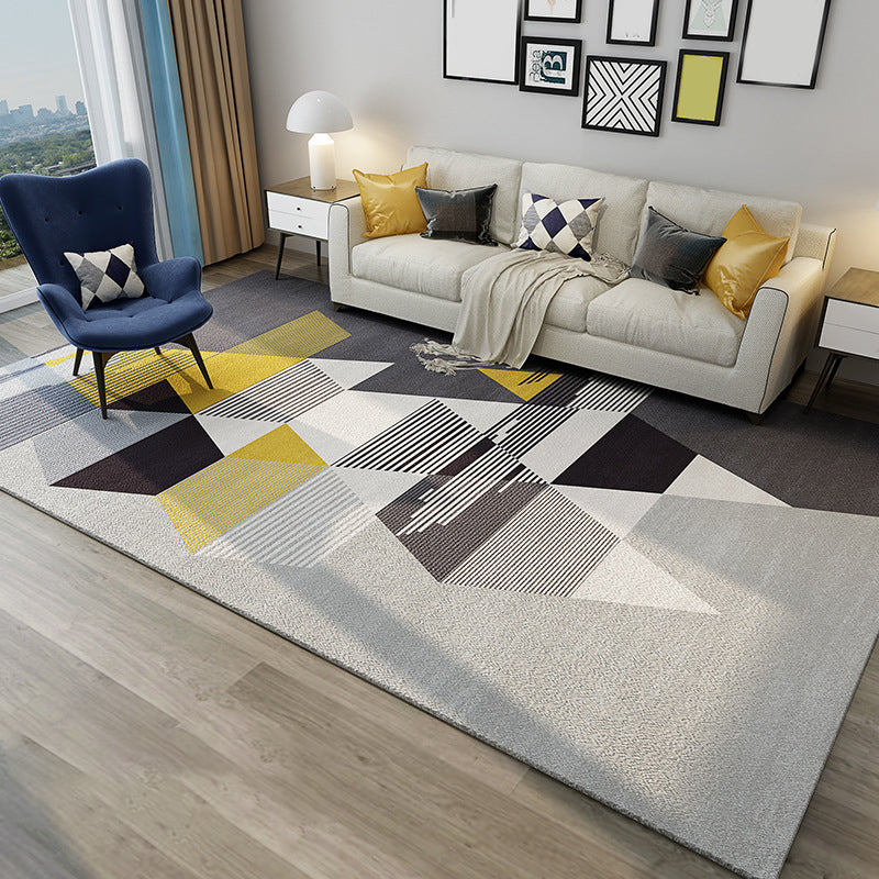Lisslune | Chic Postmodernism Area Rug Multi Colors Steampunk Carpet Synthetic Pet Friendly Stain Resistant Non-Slip Backing Rug for Home
