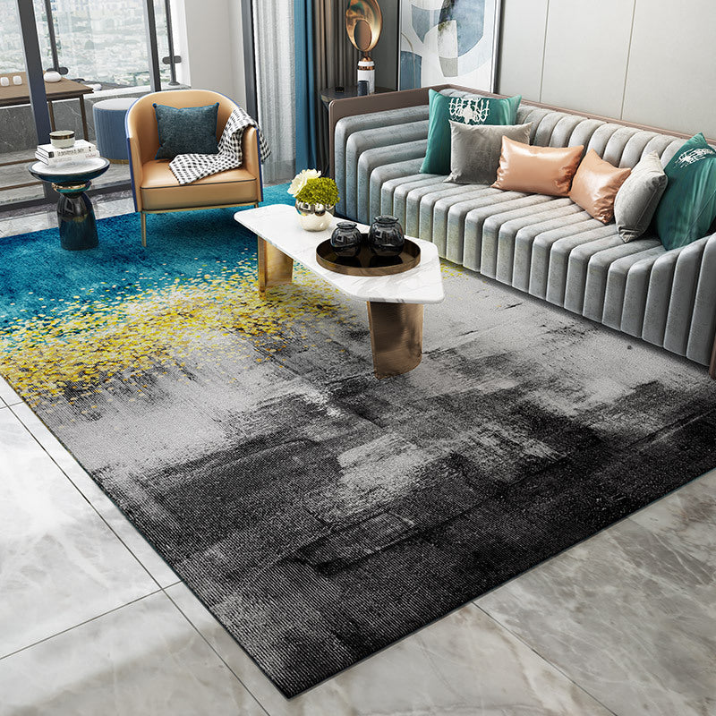 Lisslune | Trendy Abstract Print Carpet Multi-colored Industrial Carpet Polypropylene Machine washable Stain resistant Non-slip backing Carpet for the living room