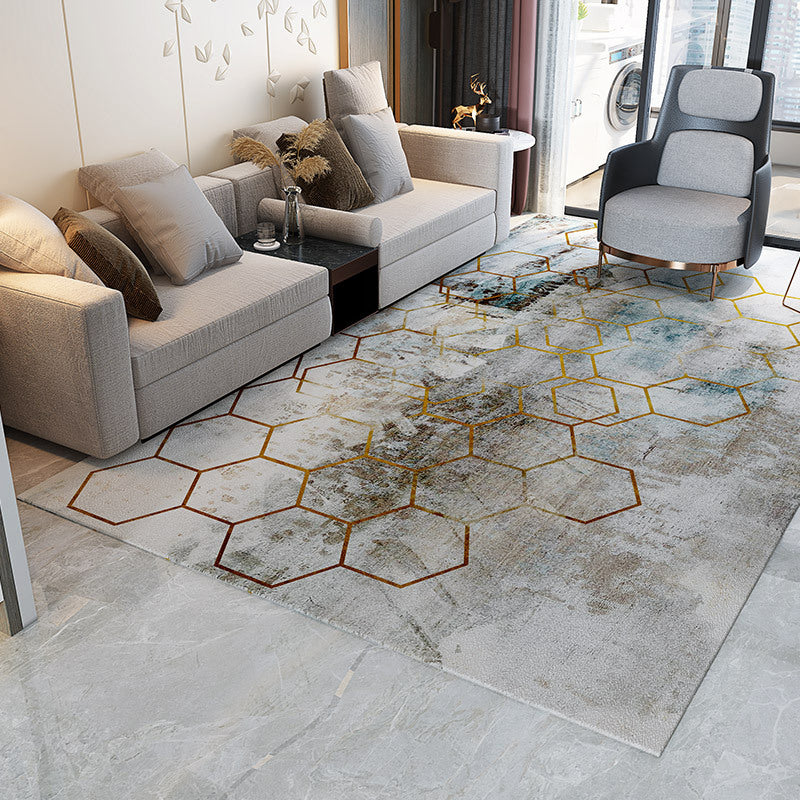 Lisslune | Trendy Abstract Print Carpet Multi-colored Industrial Carpet Polypropylene Machine washable Stain resistant Non-slip backing Carpet for the living room