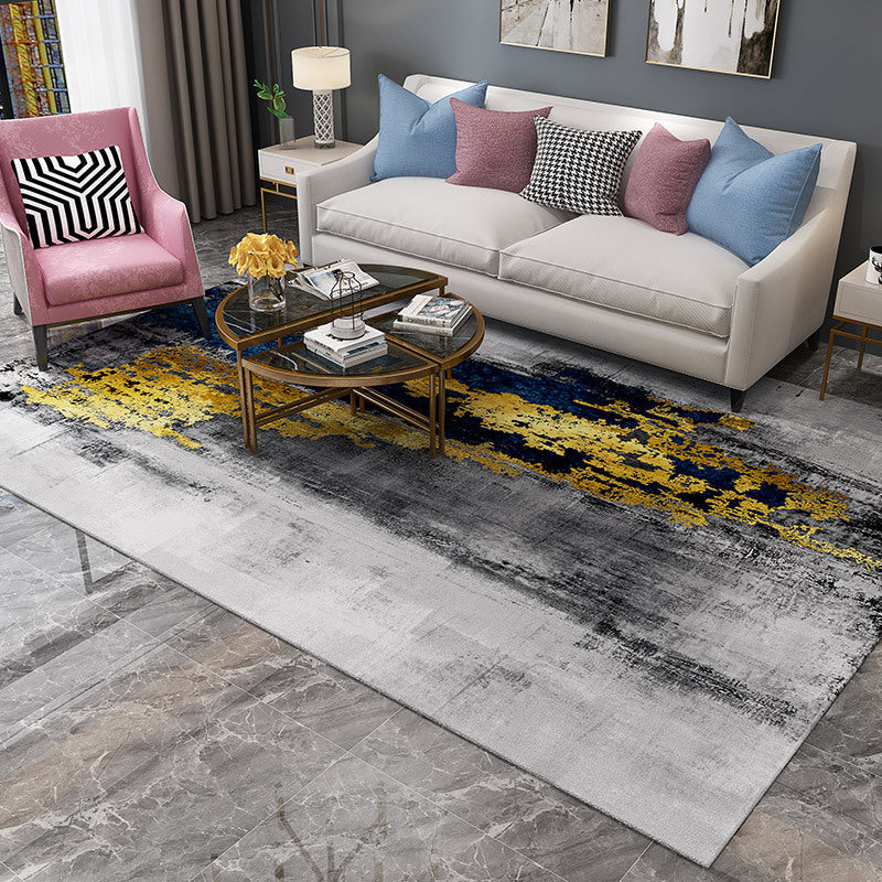 Lisslune | Trendy Abstract Print Carpet Multi-colored Industrial Carpet Polypropylene Machine washable Stain resistant Non-slip backing Carpet for the living room