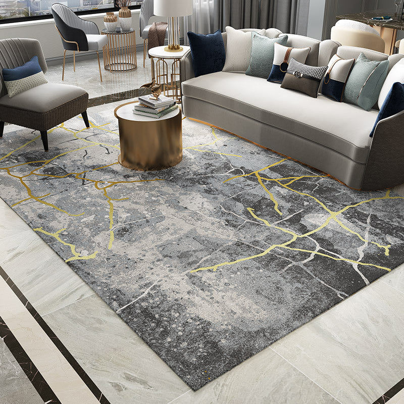 Lisslune | Trendy Abstract Print Carpet Multi-colored Industrial Carpet Polypropylene Machine washable Stain resistant Non-slip backing Carpet for the living room