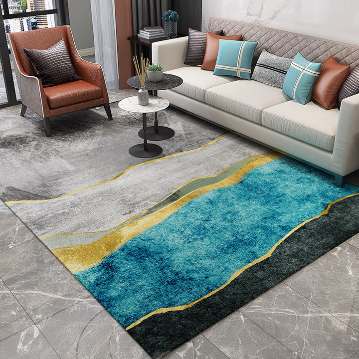 Lisslune | Trendy Abstract Print Carpet Multi-colored Industrial Carpet Polypropylene Machine washable Stain resistant Non-slip backing Carpet for the living room