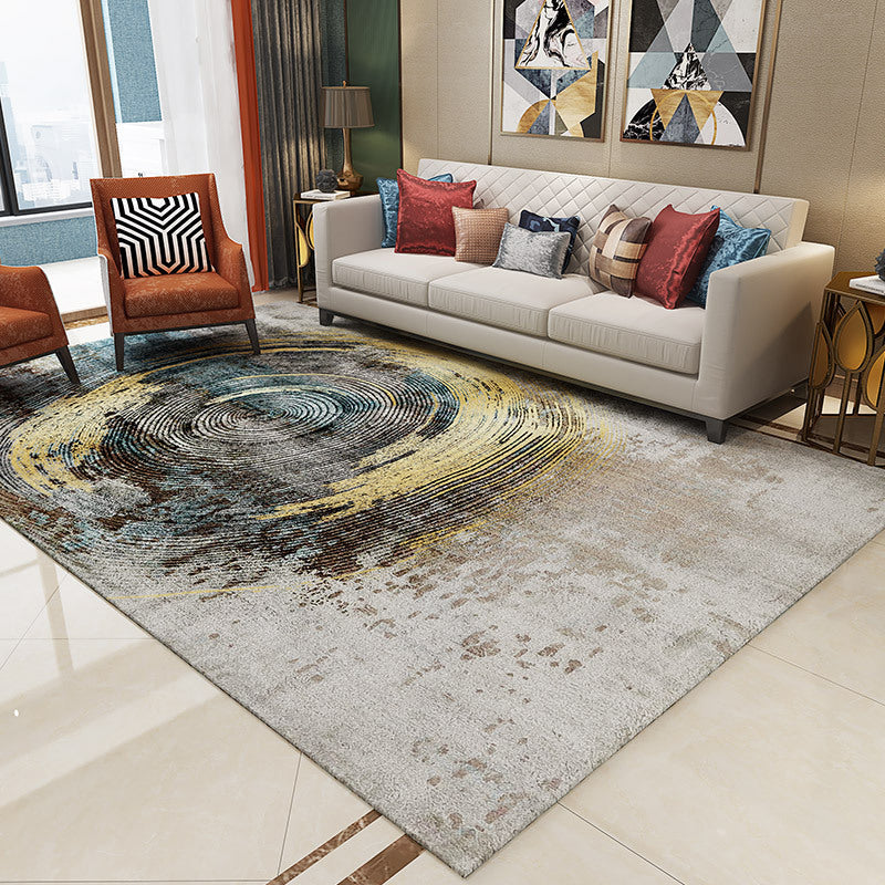 Lisslune | Trendy Abstract Print Carpet Multi-colored Industrial Carpet Polypropylene Machine washable Stain resistant Non-slip backing Carpet for the living room