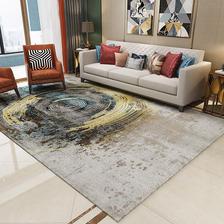 Lisslune | Trendy Abstract Print Carpet Multi-colored Industrial Carpet Polypropylene Machine washable Stain resistant Non-slip backing Carpet for the living room