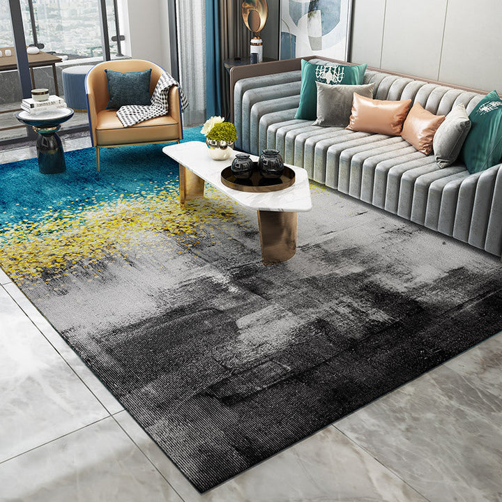 Lisslune | Trendy Abstract Print Carpet Multi-colored Industrial Carpet Polypropylene Machine washable Stain resistant Non-slip backing Carpet for the living room