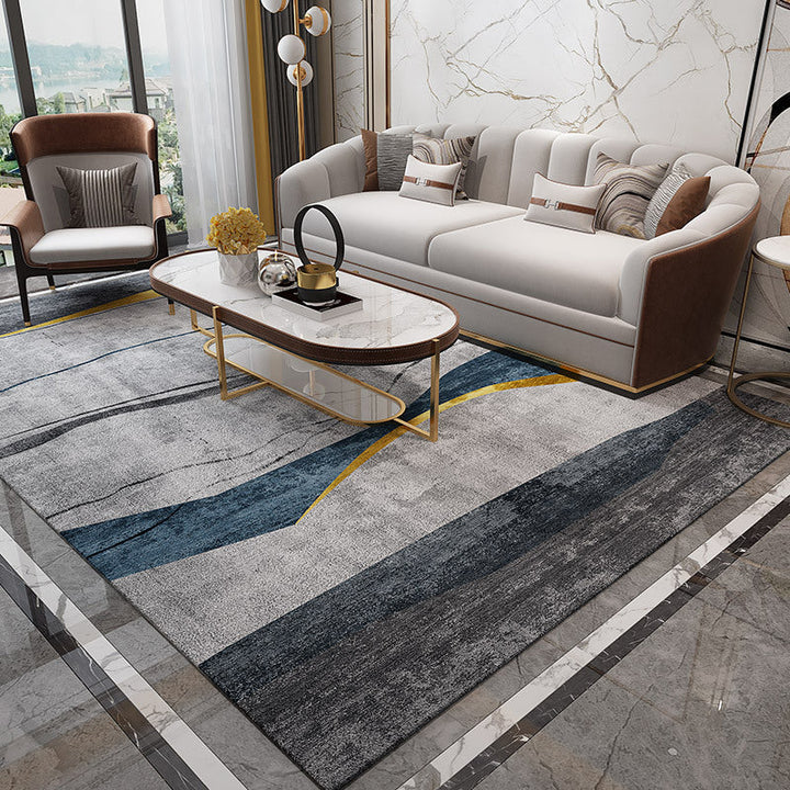 Lisslune | Trendy Abstract Print Carpet Multi-colored Industrial Carpet Polypropylene Machine washable Stain resistant Non-slip backing Carpet for the living room