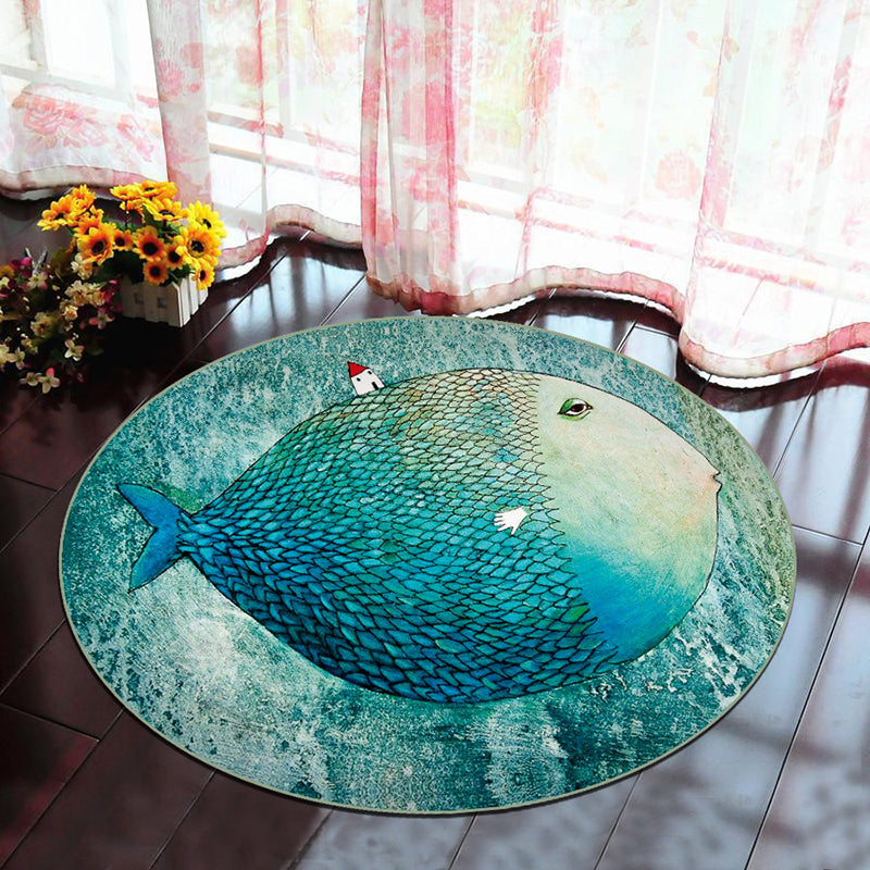 Lisslune | Scandinavian Bedroom Rug Multicolor 3D Graphic Print Rug Polyester Non-slip Pet-friendly Stain-resistant Floor Mat