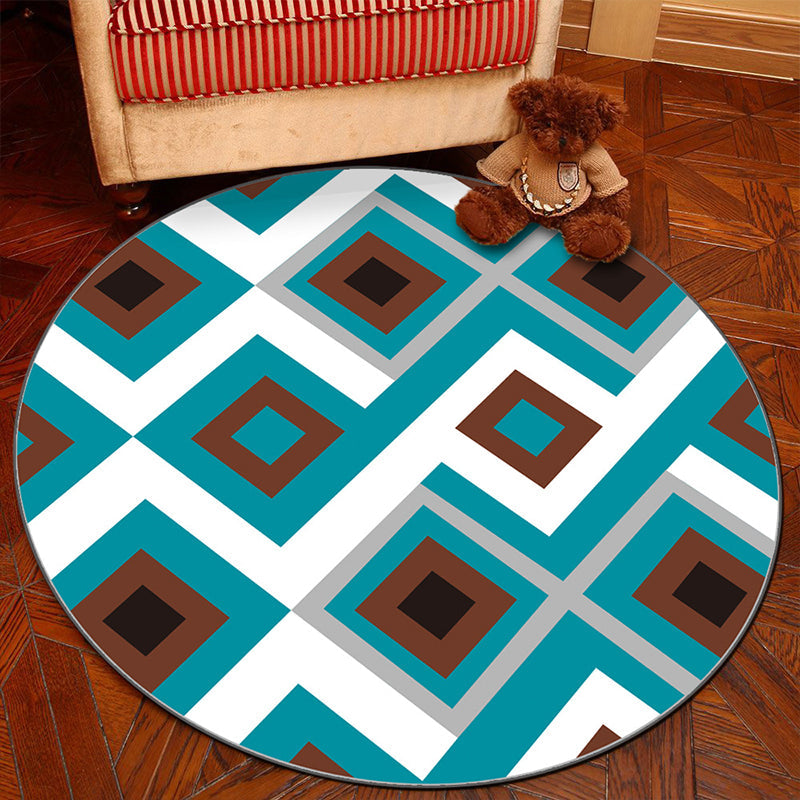 Lisslune | Novelty Geometry Animal Patterned Rug Multi-Colored Synthetics Rug Machine Washable Non-Slip Backing Stain Resistant Carpet for Room