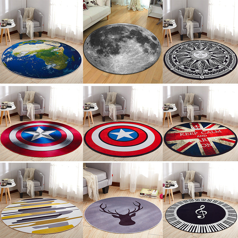 Lisslune | Creative Boys Bedroom Rug Multi Colors Optical Illusion Rug Polypropylene Non-slip Pet-friendly Washable Rug