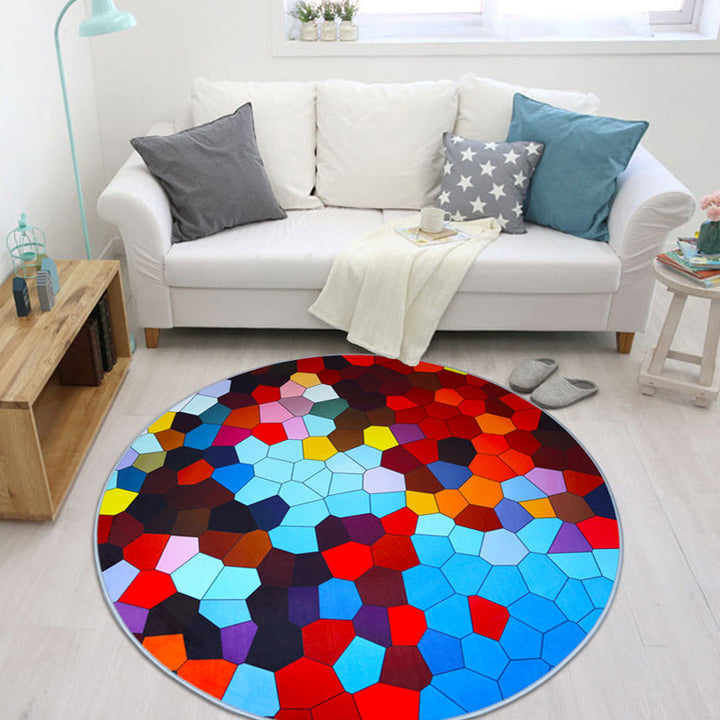 Lisslune | Creative Boys Bedroom Rug Multi Colors Optical Illusion Rug Polypropylene Non-slip Pet-friendly Washable Rug
